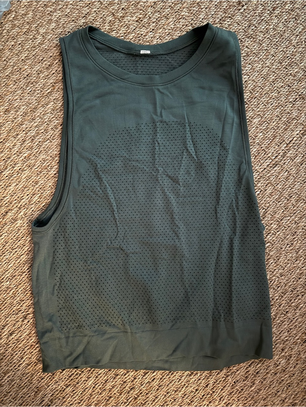 lululemon athletica Olive Green Perforated Tank Top